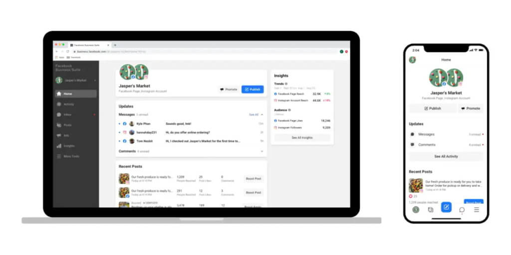 Στιγμιότυπο οθόνης επιχειρηματικών πληροφοριών του Facebook